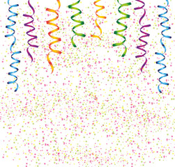 Hintergrund mit buntem Konfetti und Luftschlangen