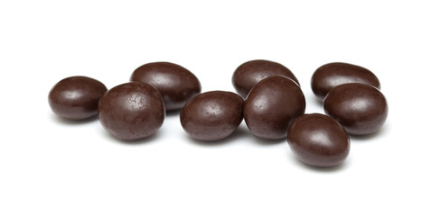 chocolate coated almonds isolated