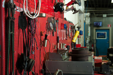 Tools hanging on wall