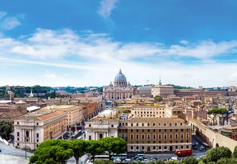 Foto op Canvas Rome en de Sint-Pietersbasiliek in Vaticaan © Sergii Figurnyi