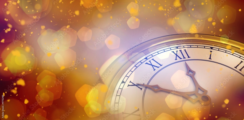 Poster composite image of digitally generated image of a clock