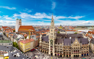 Fototapeta na wymiar Aerial view on Marienplatz town hall