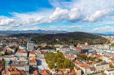 Foto op Canvas Aerial view of Ljubljana in Slovenia © Sergii Figurnyi