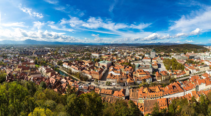 Aerial view of Ljubljana in Slovenia