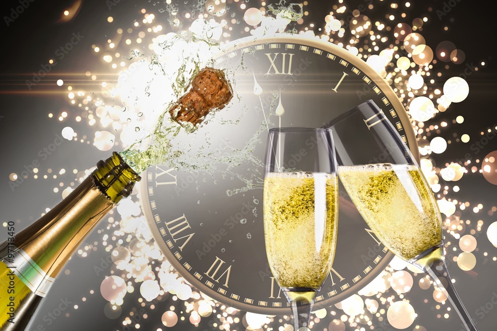 Poster Composite image of clock counting down to midnight