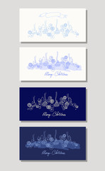 Greeting cards with Christmas and New Year holidays. Winter landscape. Vector illustration.