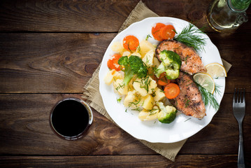 Grilled salmon steak