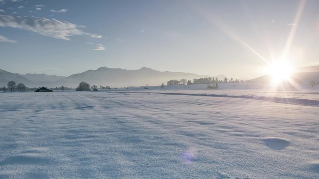 winter scenery sunset in bavaria germany