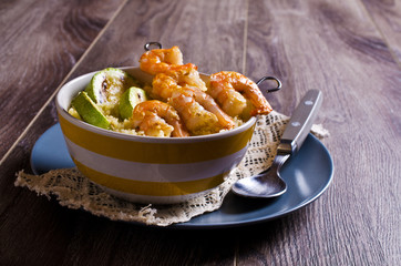 Fried shrimp on skewers