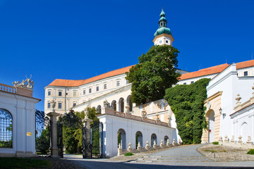 Fototapeta na wymiar baroque castle with wine museum, town Mikulov, South Moravia Czech republic. Famous historical winery town.