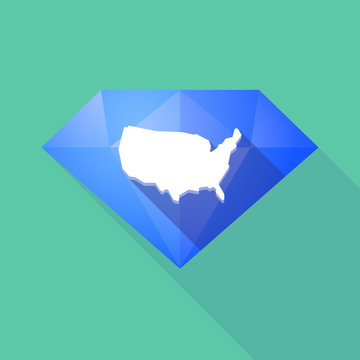 Long shadow diamond icon with  a map of the USA