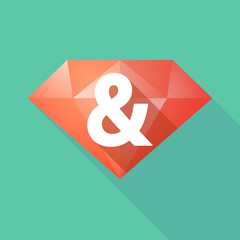 Long shadow diamond icon with an ampersand