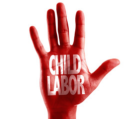 Child Labor written on hand isolated on white background
