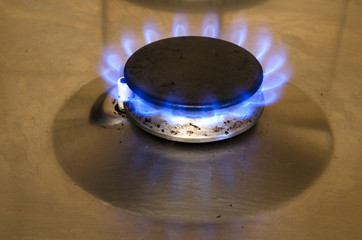 Burning vintage gas hob

