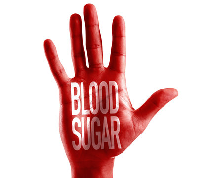 Blood Sugar written on hand isolated on white background