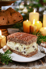 Traditional christmas cheesecake with chocolate topping