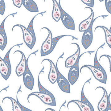 Fantasy flowers seamless paisley pattern. Floral ornament, for textile, wrapping, wallpaper