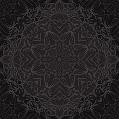 Seamless texture with black carved pattern mandala 