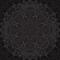 Seamless texture with black carved pattern mandala 