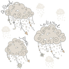Clouds with pendants and ornaments