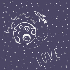 Fototapeta premium Card Love you to the moon and back