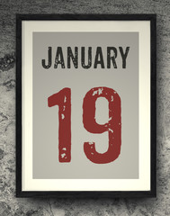 January calendar on the photo frame