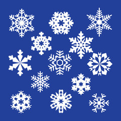 Fototapeta na wymiar collection of vector snowflakes, blue snowflakes, blue snowflake
