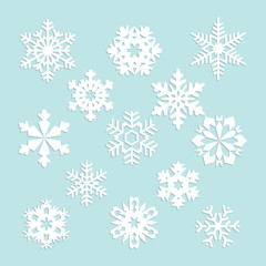 collection of vector snowflakes, blue snowflakes, blue snowflake