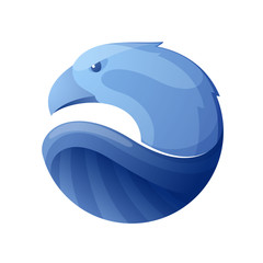 Eagle head volume logo. Blue on white.