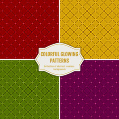 Seamless glowing patterns. Vector holiday backgrounds.