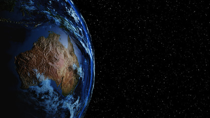 Planet Earth in universe or space, Earth and galaxy in a nebula clouds (Elements of this 3d rendered image furnished by NASA)