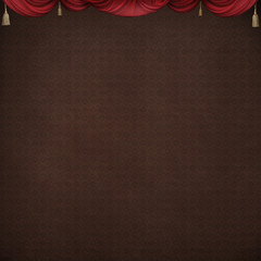 Brown dark background with red curtains