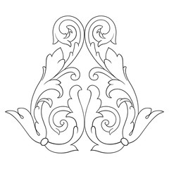 Vintage baroque frame scroll ornament engraving border floral retro pattern antique style acanthus foliage swirl decorative design element filigree calligraphy vector