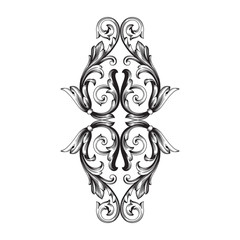 Vintage baroque frame scroll ornament engraving border floral retro pattern antique style acanthus foliage swirl decorative design element filigree calligraphy vector