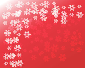 White snowflakes on red christmas background