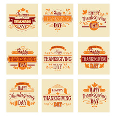 Typographic Thanksgiving Design Set. Vector illustration