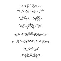 Vector set of calligraphic design elements, page decoration