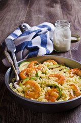 Couscous with vegetables and shrimp