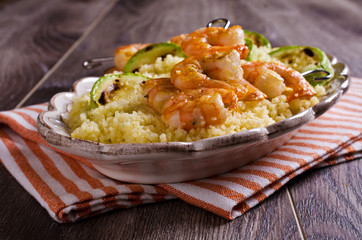 Fried shrimp on skewers