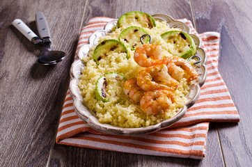 Fried shrimp on skewers