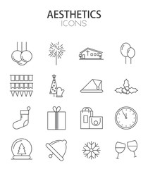 Vector modern thin line flat design of icons set.