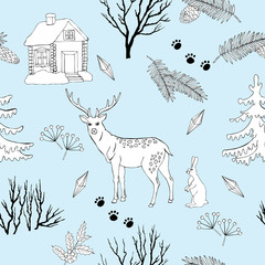 Background with Christmas forest