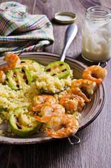 Fried shrimp on skewers