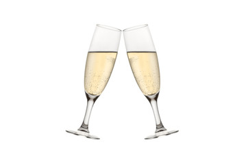 New Year's Eve, Toast champagne isolated white background