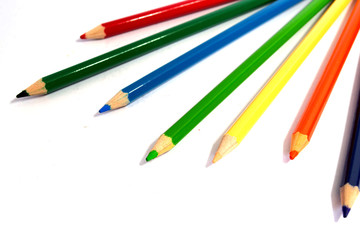 Rainbow color pencil isolated on white background