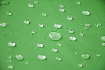 Waterproof coating textile, background with water drops.