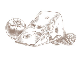Cheese with tomato and basil