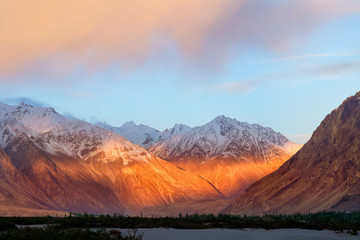 evening time view  sand dune at Hunder village, India
