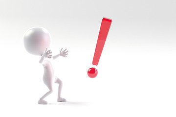 びっくりマークと驚く人物