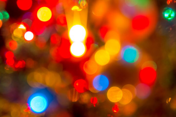 Abstract artistic blur Christmas background with colorful Christmas lights